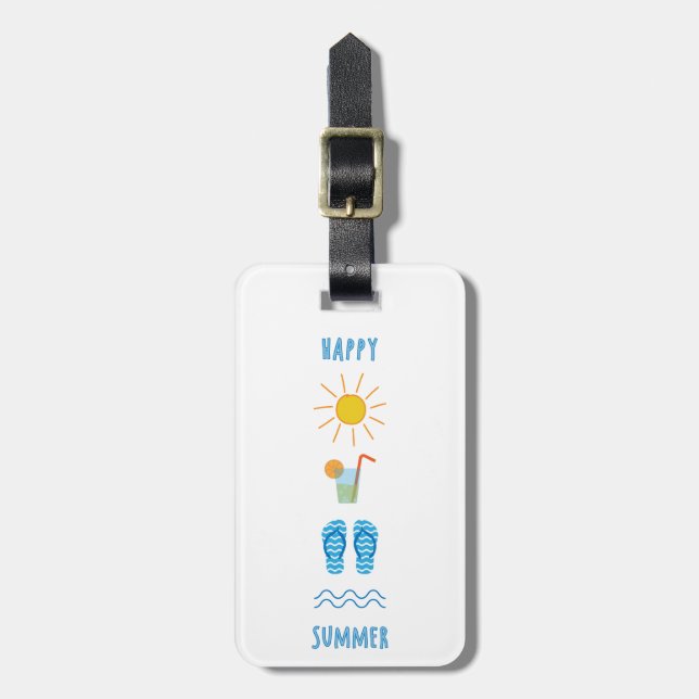 Happy Summer Luggage Tag Gepäckanhänger (Vorderseite vertikal)