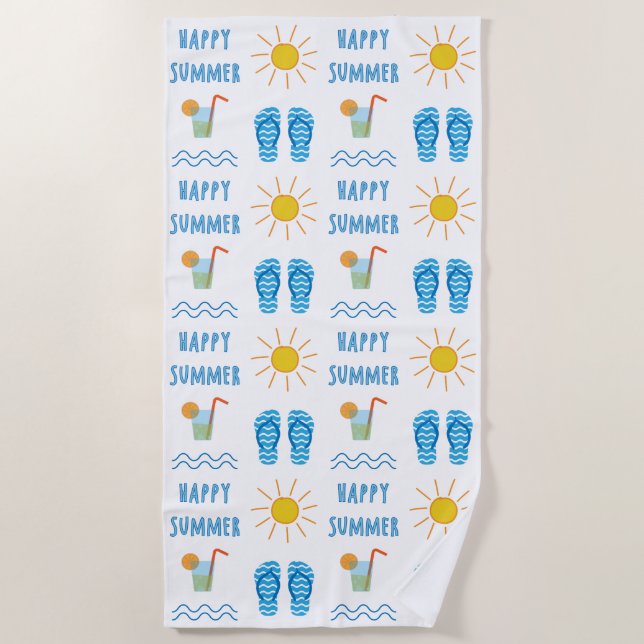 Happy Summer Pattern Beach Handtuch (Vorderseite)
