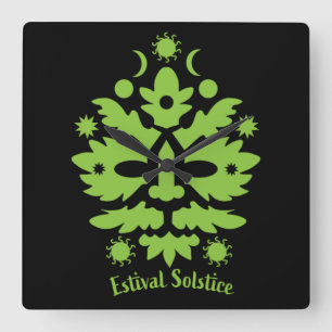 happy summer solstice Midsummer Quadratische Wanduhr