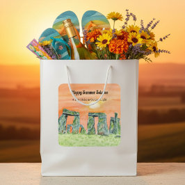 Happy Summer Solstice Stonehenge Quadratischer Aufkleber