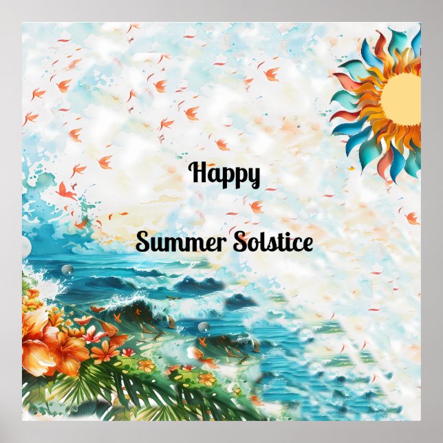 Happy Summer Solstice Sun Blume Sea Poster (Vorne)