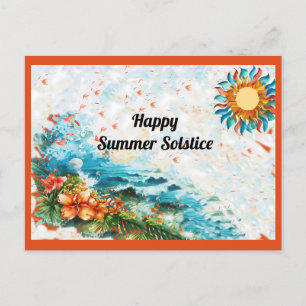 Happy Summer Solstice Sun Blume Sea Postkarte