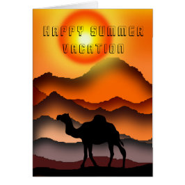 Happy Summer Vacation Card Camels bei Sonnenunterg