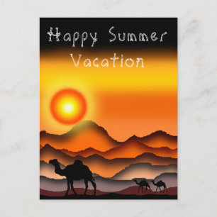 Happy Summer Vacation Card Camels in der Sunset Wü Postkarte