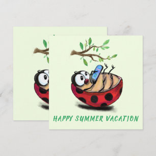 Happy Summer Vacation Card Ladybug mit Telefon