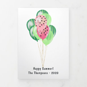 Happy Summer Watermelon Balloons Family Foto Dreifach Gefaltete Karte