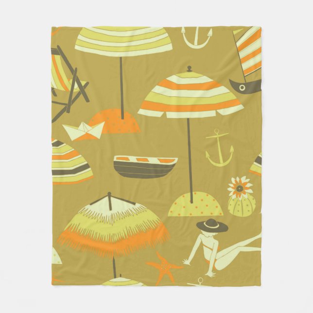 Happy Summertime Seamless Pattern Fleecedecke (Vorderseite)