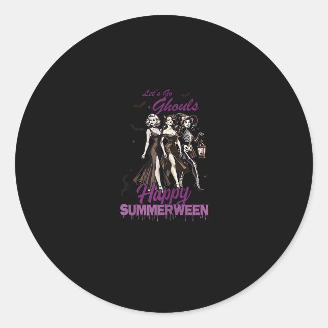 Happy Summerween Ghoul Girl Squad Runder Aufkleber (Vorderseite)