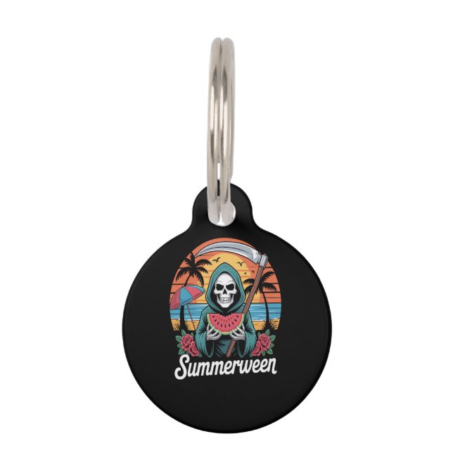 Happy Summerween Grim Sensenmann Watermelon Summer Haustiermarke (Vorderseite)