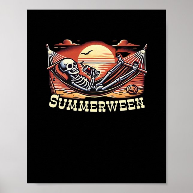 Happy Summerween Skeleton Drink SommerHalloween C Poster (Vorne)