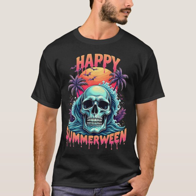 Happy Summerween Skeleton Summer Watermelon Jack-o T-Shirt (Vorderseite)