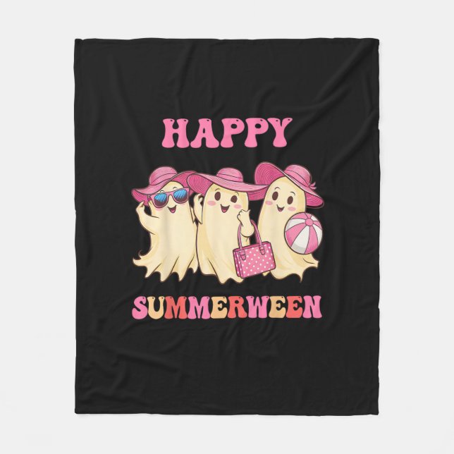 Happy Summerween Sommer Halloween Kostüme Ghost L Fleecedecke (Vorderseite)