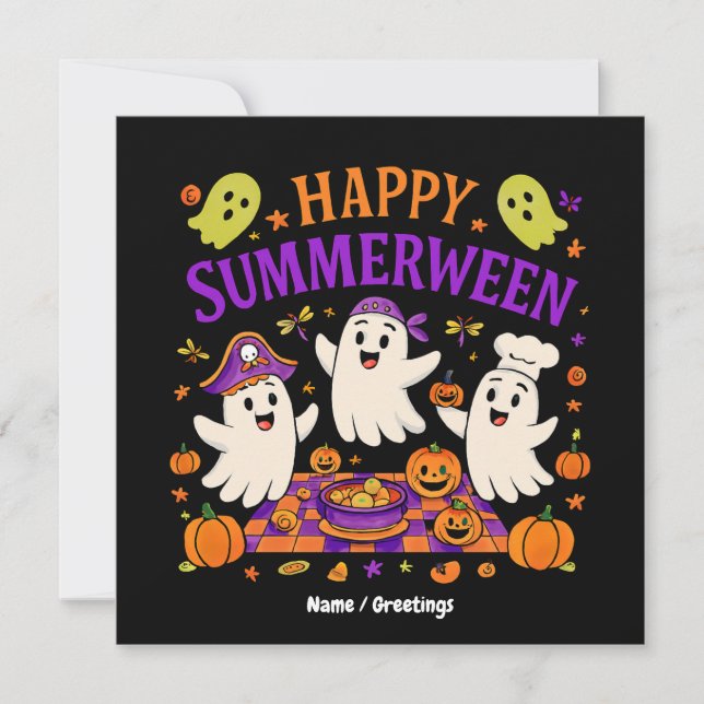 Happy Summerween Spooky Summer Ghost Einladung (Vorderseite)