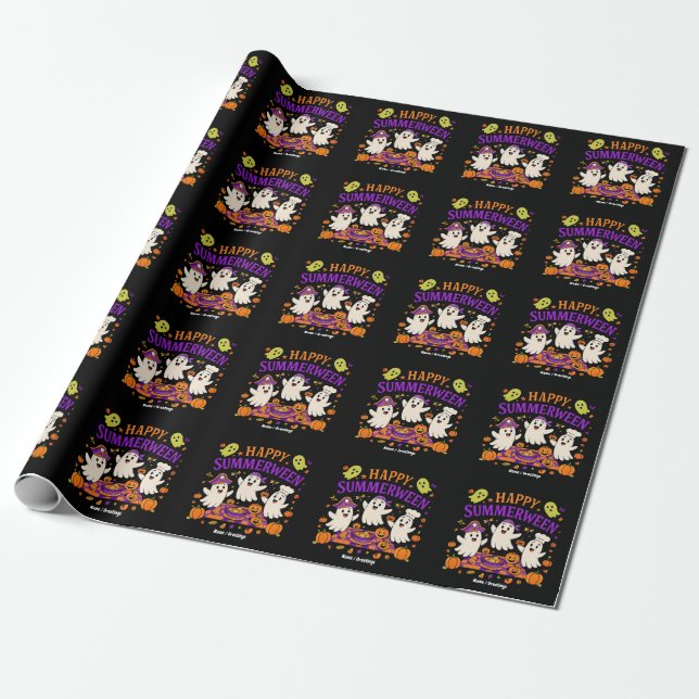 Happy Summerween Spooky Summer Ghost Geschenkpapier (Ungerollt)