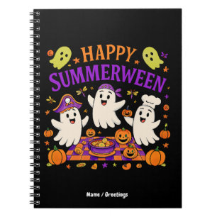 Happy Summerween Spooky Summer Ghost Notizblock