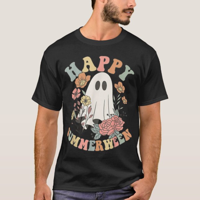 Happy Summerween Summer Floral Ghost T-Shirt (Vorderseite)