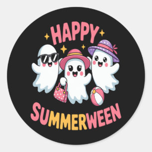 Happy Summerween Summer Halloween Funny Runder Aufkleber