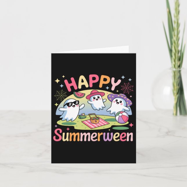 Happy Summerween Summer Halloween Ghost Karte (Vorderseite)