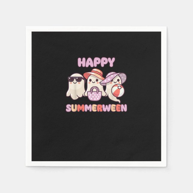 Happy Summerween Summer Halloween Ghost Serviette (Vorderseite)