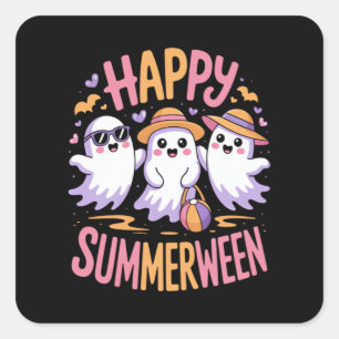 Happy Summerween Summer Halloween Quadratischer Aufkleber