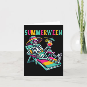 Happy Summerween Summer Halloween Skeleton Karte