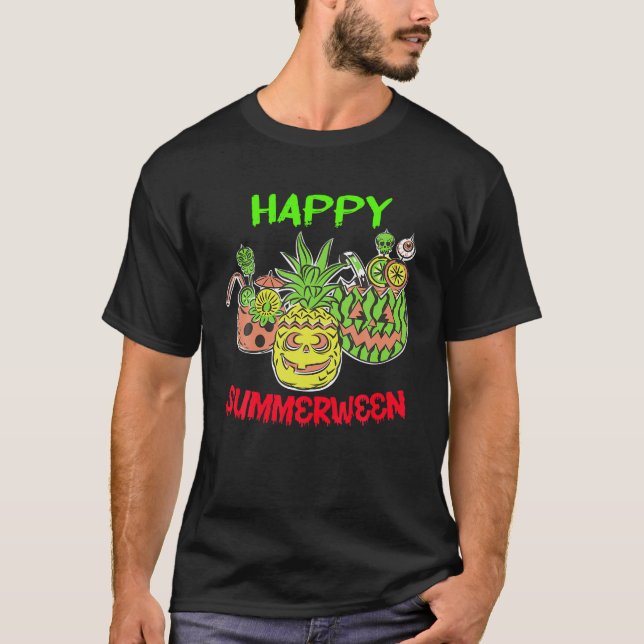Happy Summerween Summer Watermelon Halloween Pool T-Shirt (Vorderseite)