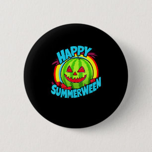 Happy Summerween Summer Watermelon Jack-O-Lantern Button