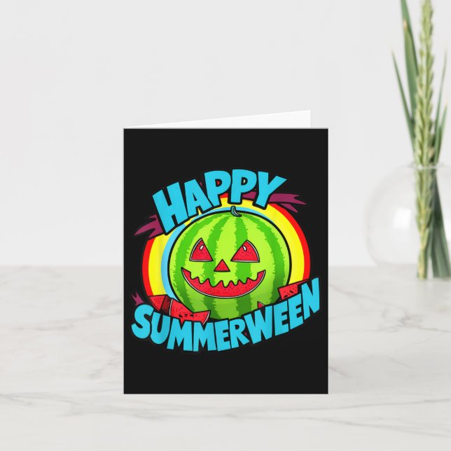 Happy Summerween Summer Watermelon Jack-o-lantern Karte (Vorderseite)