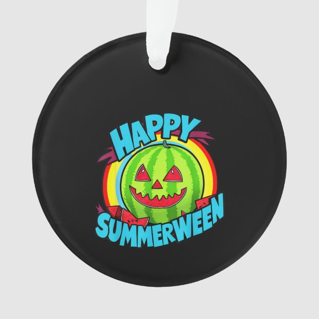 Happy Summerween Summer Watermelon Jack-O-Lantern Ornament (Vorderseite)