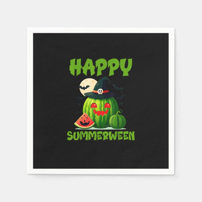 Happy Summerween Summer Watermelon Jack-O-Lantern Serviette (Vorderseite)