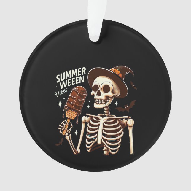 Happy Summerween Vibes Skeleton IceCream Summer Ha Ornament (Vorderseite)