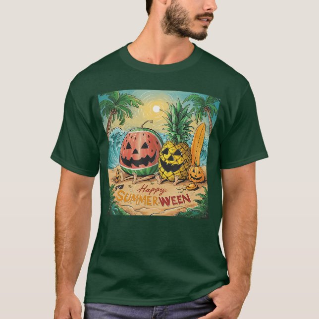 Happy Summerween Watermelon Pineapple Beach Vibes  T-Shirt (Vorderseite)