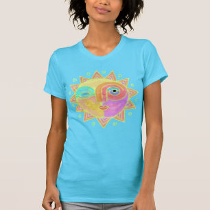 Happy Sun Face Abstrakte Kunst zu tragen T-Shirt