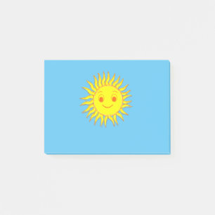 Happy Sun Face Zeichnend Post-it Klebezettel