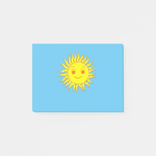 Happy Sun Face Zeichnend Post-it Klebezettel (Vorderseite)