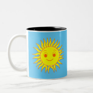 Happy Sun Face Zeichnend Zweifarbige Tasse