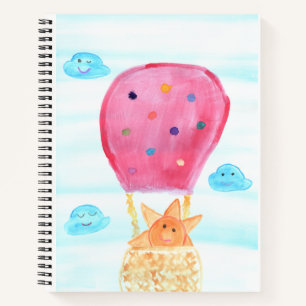 Happy Sun in Hot Air Ballon mit Cloud Friends Notizbuch