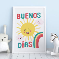 Happy Sun Kinderzimmer Art in Spanish Poster