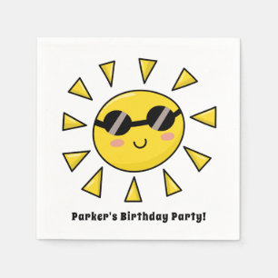 Happy Sun mit Sonnenbrille Geburtstagsparty Serviette