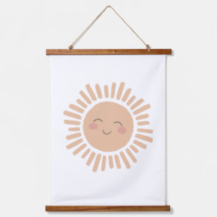 Happy Sun Neutral Kinderzimmer Dekoration Wandteppich Mit Holzrahmen