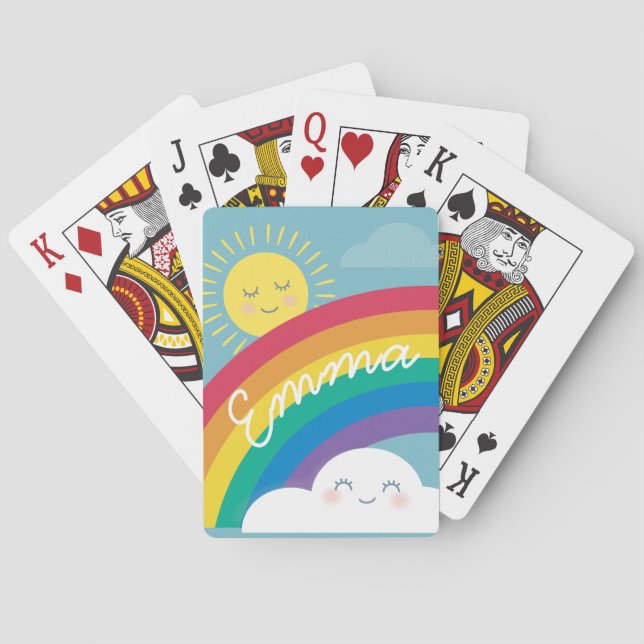 Happy Sun Niedlich Cloud Rainbow Spielkarten (Rückseite)