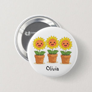 Happy Sunblumen Personalisiert Button