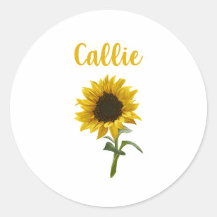 Happy Sunflower - Callie Name Runder Aufkleber