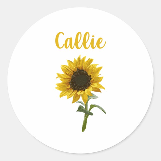 Happy Sunflower - Callie Name Runder Aufkleber (Vorderseite)
