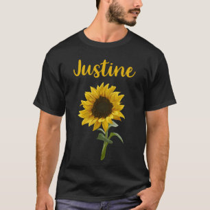 Happy Sunflower - Justine Name T-Shirt