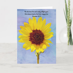 Happy Sunflower Scripture Card Sprichwörter 16:20 Karte