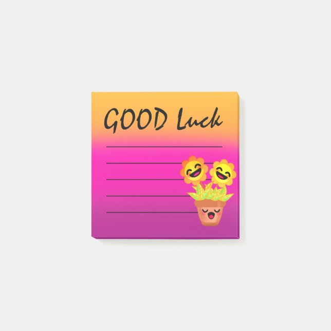 Happy Sunflower Viel Glück Motivation Post-it Klebezettel (Vorderseite)