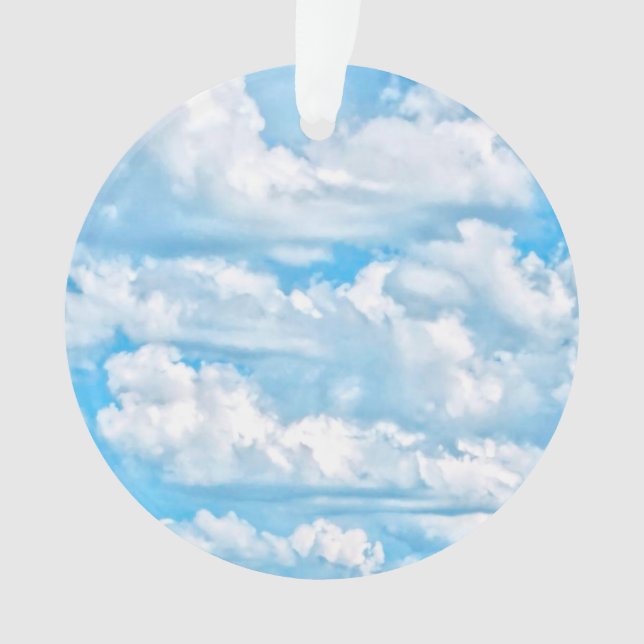 Happy Sunny Clouds Blauer Hintergrund Ornament (Vorderseite)