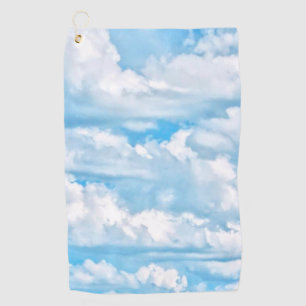 Happy Sunny Clouds Light Blue Sky Hintergrund Golfhandtuch