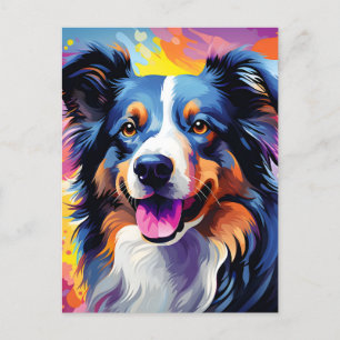 Happy Sunny Puppy Watercolor Feiertagspostkarte